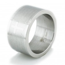 Wide Stainless Steel Lord's Prayer Ring