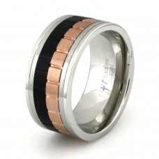 Tri-Tone Stainless Steel Contemporary Spinner Ring