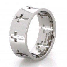 Stainless Steel High Polish Concave Hollow Cross Ring