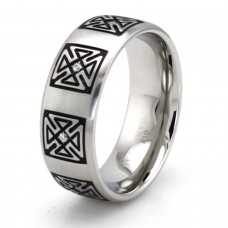 Stainless Steel Celtic Cross Cubic Zirconia Ring