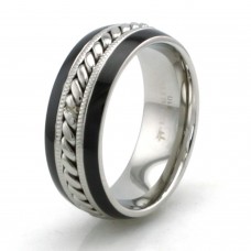 Two-Tone Stainles Steel Center Rope Pattern Ring