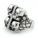 Stainless Steel Four Headed Biker Skull Ring