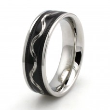 Two-Tone Stainless Steel Wave Ring