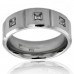 8mm Stainless Steel Grooved Cubic Zirconia Ring