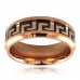 Rose Gold Stainless Steel Greek Pattern Inlay Design Ring