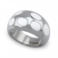 Stainless Steel White Resin Inlay Cocktail Ring