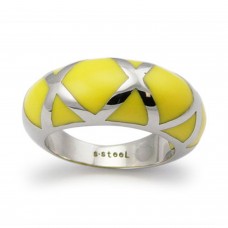 Stainless Steel Yellow Resin Inlay Cocktail Ring