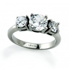 Stainless Steel Solitaire Ring