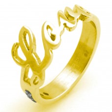 Stainless Steel Gold Plated Love Ring