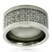 Stainless Steel Sparkling CZ Crusted Polished Edge Ring