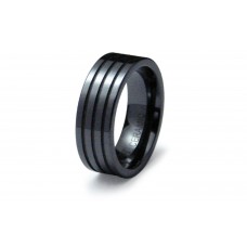 Ceramic Grooved Flat Band Ring