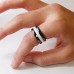 Ceramic Black & White 3mm Stackable Multi Faceted Ring (2 black / 1 white) Set