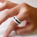 Ceramic Black & White 3mm Stackable Multi Faceted Ring (1 black / 2 white) Set