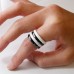 Ceramic Black & White 3mm Stackable Multi Faceted Ring (2 black / 2 white) Set