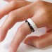 Ceramic Black & White Stackable Multi Faceted Ring (3mm black / 6mm white) Set