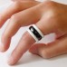 Ceramic Black & White Stackable Multi Faceted Ring (1 pc 6mm black / 2 pc 3mm white) Set