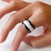 Ceramic Black & White Stackable Multi Faceted Ring (2 pc 3mm black / 1 pc 6mm white) Set 