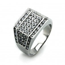 Sterling Silver Pave-Set Cubic Zirconia Geometric Ring