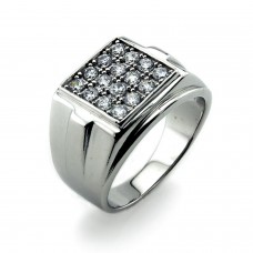 Sterling Silver Cubic Zirconia Square Crown Ring