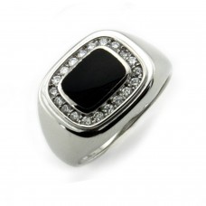 Sterling Silver Square Face Faux Onyx Ring