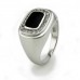 Sterling Silver Square Face Faux Onyx Ring