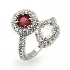 Sterling Silver Ruby and White CZ Fashion Ring