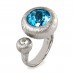 Sterling Silver Abstract White Sapphire Blue Topaz Cocktail Ring