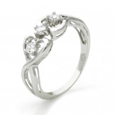 Sterling Silver Twisted Promise Heart Infinity Knot Cubic Zirconia Ring