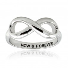 Sterling Silver Now & Forever Engraved Infinity Ring