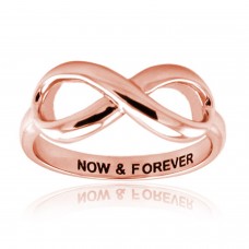 Sterling Silver Rose Gold Plated Now & Forever Engraved Infinity Ring