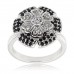 Sterling Silver Clear & Black CZ Camellia Ring