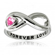 Sterling Silver Infinity Forever Love Pink Heart CZ Ring