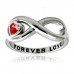 Sterling Silver Infinity Forever Love Red Heart CZ Ring