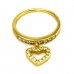 Sterling Silver Dangling Heart 18K Yellow Gold Plated Ring