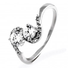 Sterling Silver Modern Twist Cubic Zirconia Design Ring