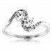 Sterling Silver Modern Twist Cubic Zirconia Design Ring