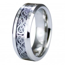 Superior Cobalt Dragon Inlay Design Ring Wedding Band