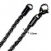 Stainless Steel Black 5.0mm Rope Chain, Length: 24.00 inch