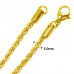 Stainless Steel Gold Plated 5.0mm Rope Chain, Length: 24.00 inch